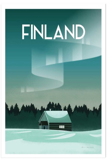 Affiche voyage laponie finlandaise sans cadre 40x60cm