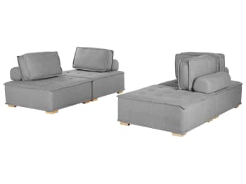 Tibro - Set di divani 4 posti in poliestere grigio