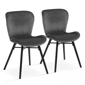 Thelma - Lot de 2 chaises en velours gris anthracite