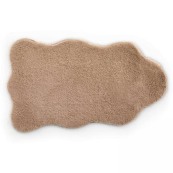 Shaun - Tapis fourrure en forme de peau de mouton beige 50 x 80 cm