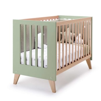 NEXOR - Lit bébé - bureau (2en1) 60x120 cm en vert olive