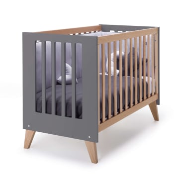 NEXOR - Lit bébé - bureau (2en1) 60x120 cm en gris marengo
