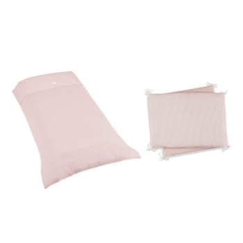 CREMAROSA - Set nórdico y protector rosa para cuna de 70x140 cm