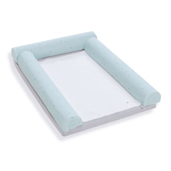 Housse De Matelas à Langer Babycalin 50x70 Cm - 100% Coton éponge, Bords élastiques, Lavable Machine (Bleu Vert) - 10
