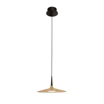 TER - Lámpara colgante led negro de madera y difusor de acrílico opal ø34 cm