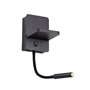 ROB - Aplique pared sencillo negro con lector orientable y carga inalámbrica