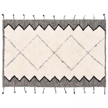 Keya - Tapiz rectangular bereber de algodón con flecos de 160 x 230 cm