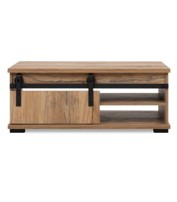 Manzano - Tavolino basso con anta scorrevole L100 cm - Decorazione legno chiaro