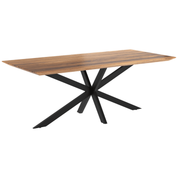Sudirman - Table rectangulaire 8 personnes en bois de suar et métal 220 cm