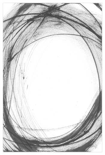 ASTRATTO - BIANCO E NERO - Stampa astratta di tratti neri circolari, senza cornice. 70x50 cm