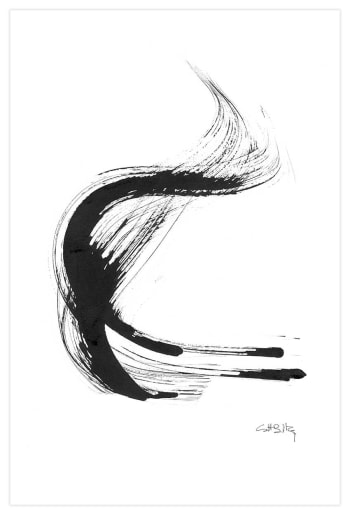 ASTRATTO - BIANCO E NERO - Stampa astratta di tratto nero, senza cornice. 70x50 cm