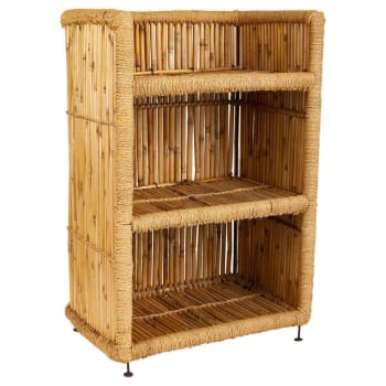 Mueble de baño con 3 estantes en metal y bambú marrón Vaandra