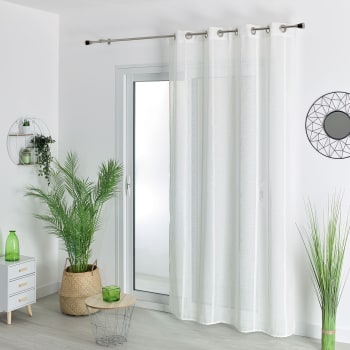Voilage tamisant à fines rayures polyester blanc 140x240 cm
