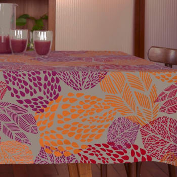 DALINA TEXTIL - Tovaglia antimacchia, rotonda, con stampa foglie  multicolore, tessuto impermeabile (diametro 180 cm) : : Casa e  cucina