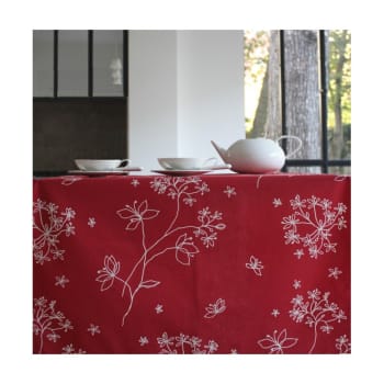 Le Linge De Jules Tovaglia Rettangolare Antimacchia – 100% Poliestere, Trattamento Idrorepellente, Colore Rosso, Dimensioni 150x240 Cm, Asciugatura Rapida