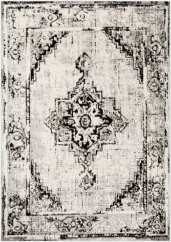 Joanna - Orientalischer Vintage Teppich Weiß/Grau/Schwarz 152x213