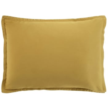 Taie d'oreiller rectangle satin de coton jaune 50x70 cm