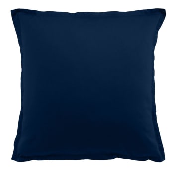 Taie d'oreiller carrée satin de coton bleu 65x65 cm