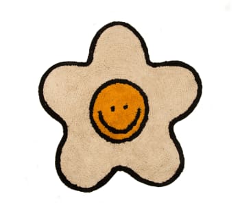 SMILING MARGOT - Tappeto in cotone a forma di margherita sorridente 140