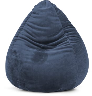 Softy - Pouf poire XL d'intérieur fourrure douce bleu 70x110cm