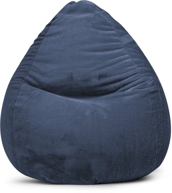 Softy - Pouf poire XXL d'intérieur fourrure douce bleu 80x130cm