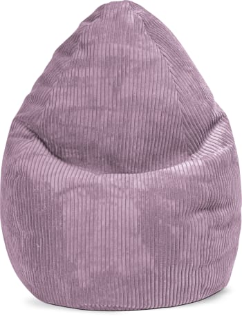 Shara - Pouf poire XL d'intérieur velours grosse cote mauve 70x110cm