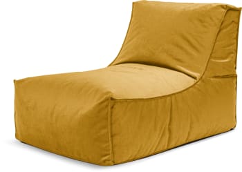Marla - Pouf d'intérieur avec dossier aspect velours moutarde 65x100x65cm