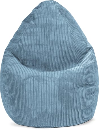 Shara - Pouf poire XL d'intérieur velours grosse cote bleu pétrole 70x110cm