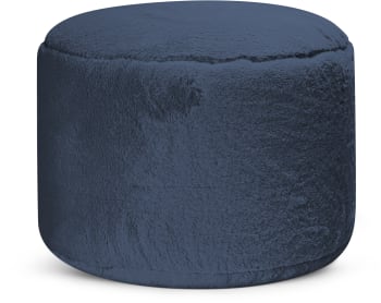 Softy - Pouf rond fausse fourrure douce bleu diamètre 50x30cm