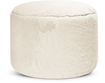Softy - Pouf rond fausse fourrure douce taupe beige 50x30cm