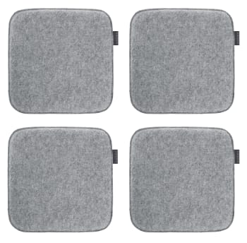 Avaro - Galettes de chaises carrées gris clair- Lot de 4 - env.35x35