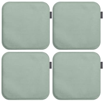 Avaro - Galettes de chaises carrées vert de gris - Lot de 4 - env. 35x35