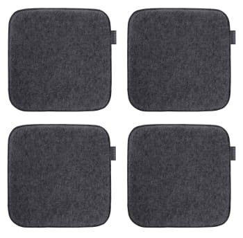 Avaro - Galettes de chaises carrées anthracite chinées-Lot de 4-env.35x35
