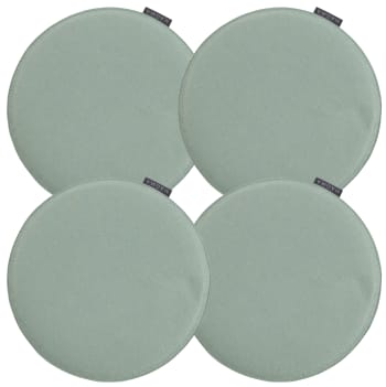 Avaro - Galettes de chaises rondes vert de gris - Lot de 4 - Ø 35cm