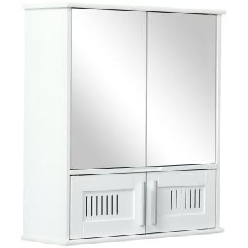 Kleankin - kleankin Mobiletto Bagno Pensile Antine a Specchio 55x17.5x60cm Bianco