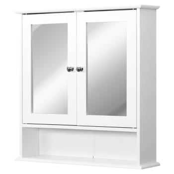 Mobiletto armadietto a muro con specchio da bagno cucina in mdf bianco