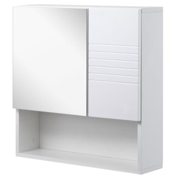 Kleankin - kleankin Mobiletto Bagno Pensile con Specchiera 54x15x55cm Bianco