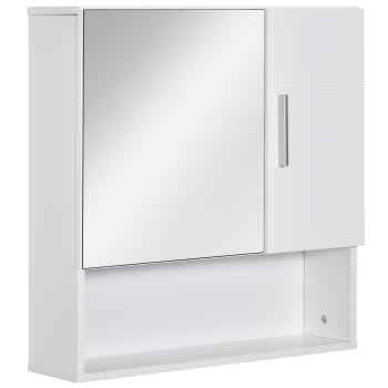 Kleankin - kleankin Specchiera Bagno in Legno a 2 Ante con Ripiano Aperto Bianco