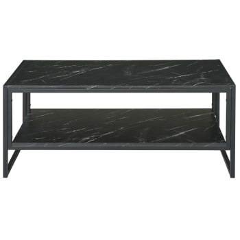 Homcom - Tavolino da caffè nero effetto marmo con ripiano