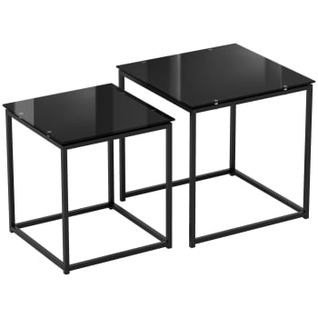 Set Di 2 Tavolini Quadrati Moderni - Design Elegante E Compatto, Colore Nero, Perfetti Per Soggiorno E Salotto