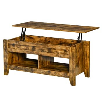 Tavolino da salotto con contenitore in legno marrone rustico