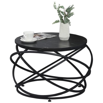 Homcom - Tavolino da caffè con piano struttura in metallo nero