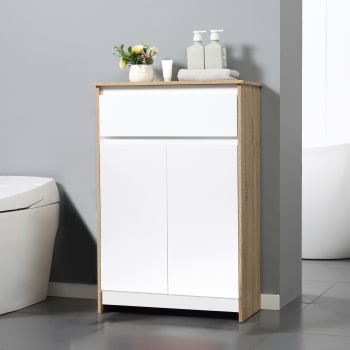 Mobile bagno sottolavabo con armadio e mensole in legno multicolore