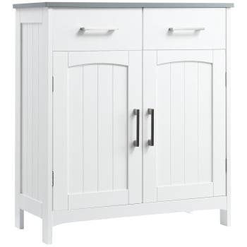 Mobile Bagno Kleankin Con Lavabo E 2 Ante – 60x30x60 Cm, Grigio, Ripiano Regolabile