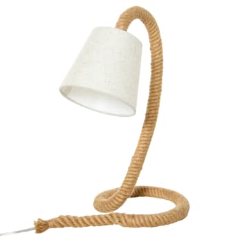 Homcom - Lampada da tavolo stile marinaro in corda e tessuto beige