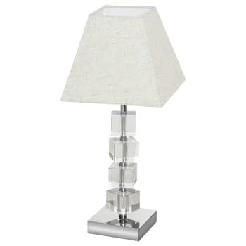 Homcom - Lampada da tavolo con cristalli girevoli in acciaio bianco