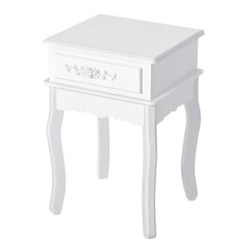 Tavolino da divano con cassetto multiuso in legno bianco