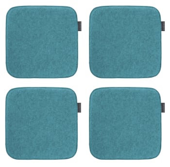 Avaro - Galettes de chaises carrées bleu pétrole - Lot de 4 - env. 35x35