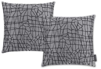 Celeste - Housses de coussin jacquard motif graphique gris/noir-Lot de 2-40X40cm
