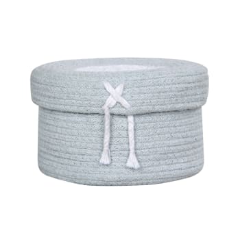 Bloomingville Cestino In Vimini Naturale E Blu - Cesto Portaoggetti Intrecciato A Mano In Alghe Marine - Diametro 30 X Altezza 23 Cm